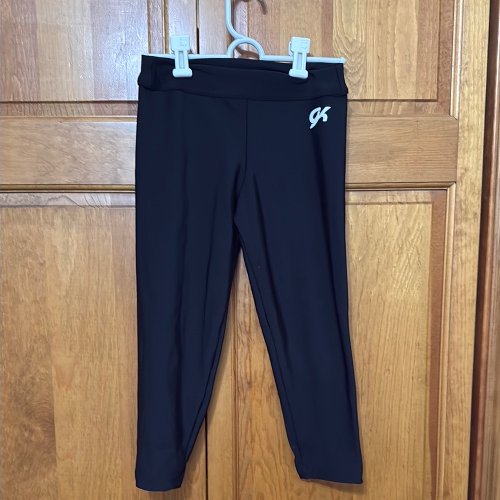 GK Elite Black Fleece Lines gymnastics/dance Capris.  adult Small